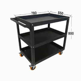 tool trolley cart 3 tier industrial grade multifunction organizer mute rubber wheel tool cabinet (black)